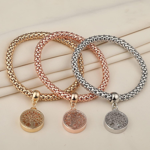 Brazaletes Triple Tree Of Life, Joyería De Acero Inoxidable