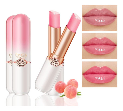 2 Lpices Labiales Que Cambian De Color Durazno Queen, Ph Moo