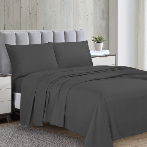Imagen 7 de 9 de Sabanas Soft Microfibra Suave Juego Matrimonial Color Gris