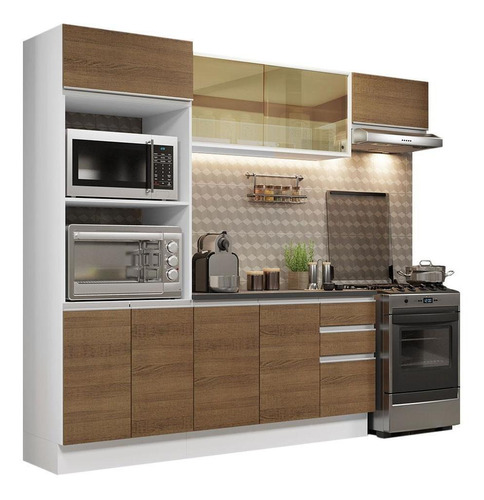 Cozinha Completa Mdf Madesa Acordes 250004 C Armár C Tamp Br Cor Branco/Rustic