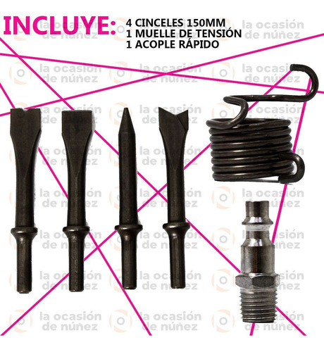 Imagen 3 de 7 de Martillo Demoledor Neumatico 150mm Salkor Con Cinceles