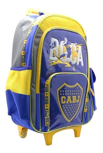 Mochila Carrito Boca Juniors 18'' Bo482 (p) Color Azul Diseño de la tela Estampada
