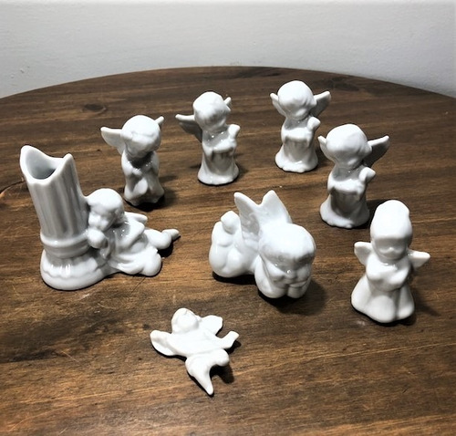 Kit 8 Anjos Porcelana
