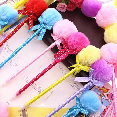 Kit Con 12 Plumas Kawaii Pompon  :)