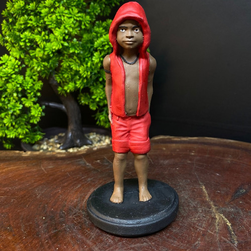 Imagen realista de Exu Mirim, 15 cm, Umbanda Candomblé Color Verme