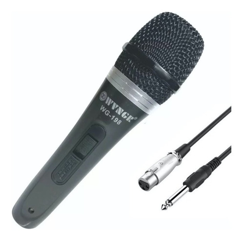 Micrófono Karaoke Cable 4 Metros Calidad Profesional Wg-198 Color Negro