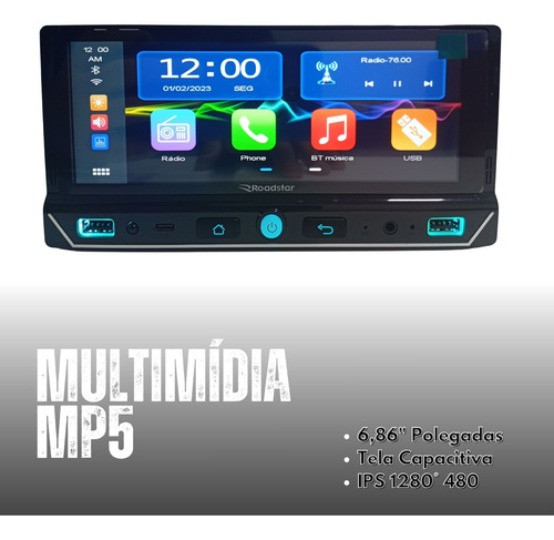 Central Multimídia 1din Mp5 Universal Bt Carplay Sem Fio
