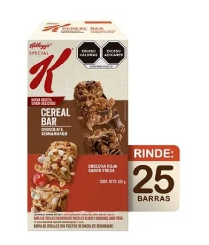 Cereal Bar Chocolate Y Cosecha Roja 25 Pzs De 21 G C/u