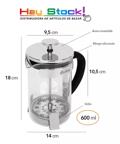 Ambiente Urbano - Cafetera Manual Embolo 600 mL Vidrio y Acero