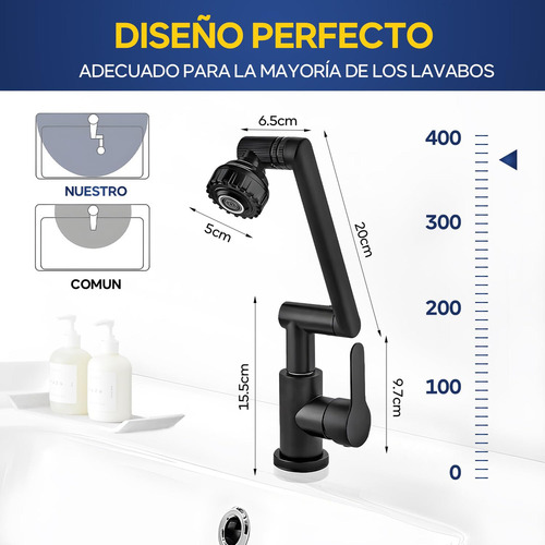 A Llave Mezclador Para Fregadero Grifo Flexible 360° Cromado