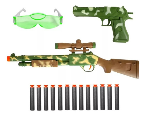 Kit 2 Armas Estilo Nerf 13 Dardos Alvo E Óculos .