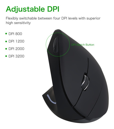 Mouse Vertical Inal?mbrico De 2.4g Para Zurdos