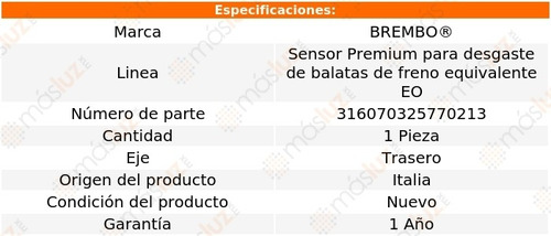 1.sensor Para Balatas Trasera Bmw M5 V8 5.0l 00/03 Brembo