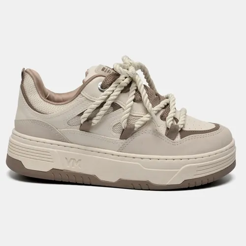 Tênis Feminino Via Marte Casual Confortável 225-009 Bege/marrom 37,0 Br