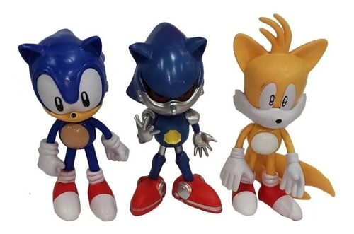 Set X3 Figuras Muñecos Sonic Tails 17cm Juguete Colección
