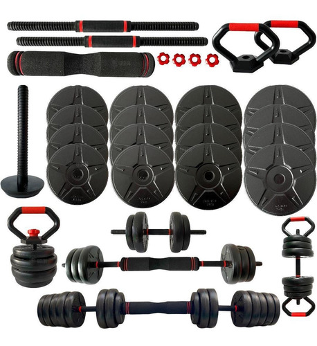 Kit Halteres Musculação Kettlebell 6 Em 1 Peso 30kg Odin Fit