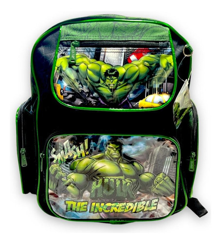 Mochila Escolar El Icreíble Hulk Verde Fuerte Y Calidad!+