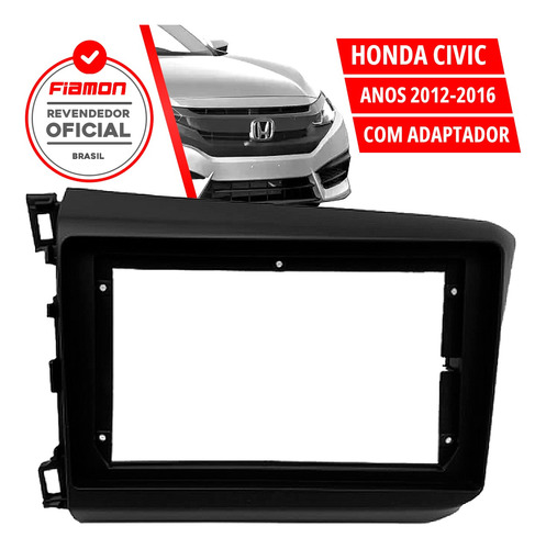 Moldura 9 E 7 Polegadas Honda Civic 2012 A 2016 2 Din Preta