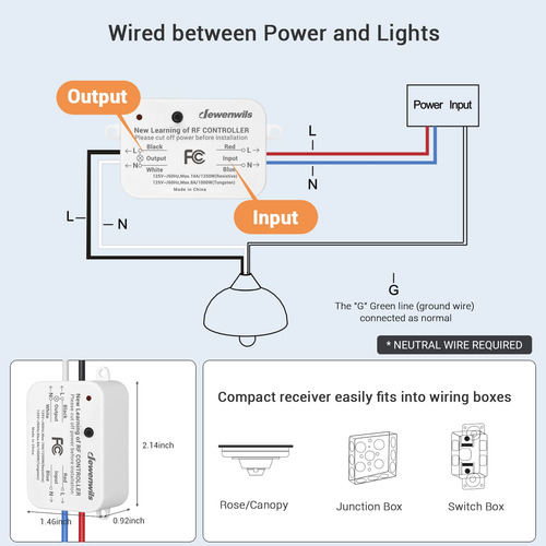 Kit De Interruptor De Luz Inalámbrico De 3 Vías Y Receptor,