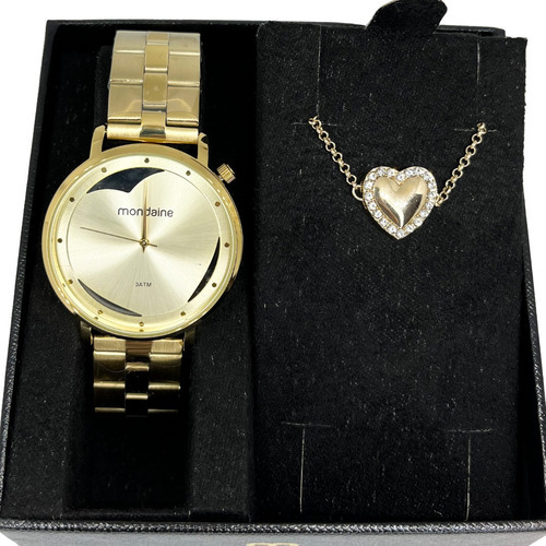 Kit Relógio Mondaine Feminino Dourado 53748lpmkde1k1 Cor do bisel Dourado/Dourado