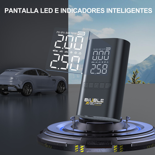 Arrancador De Batería De Auto 8500a Biuble Br12 Portátil Compresor inflador 150PSI Con Doble visualización digital