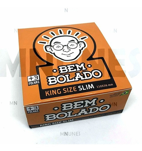 Caixa Seda Bem Bolado Laranja King Size Slim Com 50 Livretos