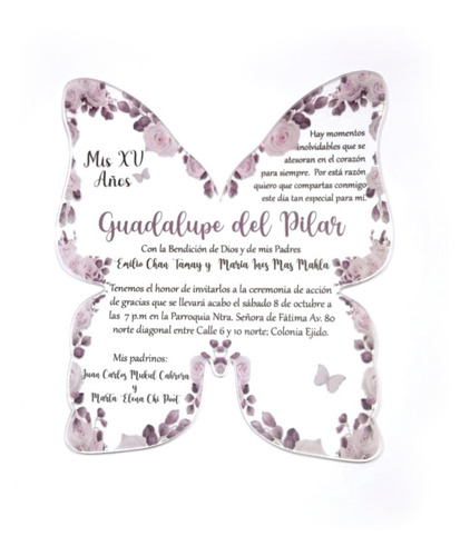 12 Invitaciones De Acrílico A Color Con Forma De Mariposa