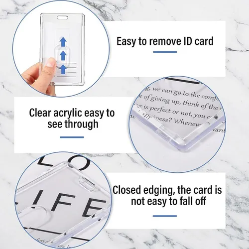 Business Card Holder Acrylic Badge Protector Anti Dust