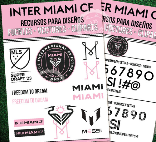 Kit Imágenes + Vectores + Fuentes Inter Miami Messi Diseños