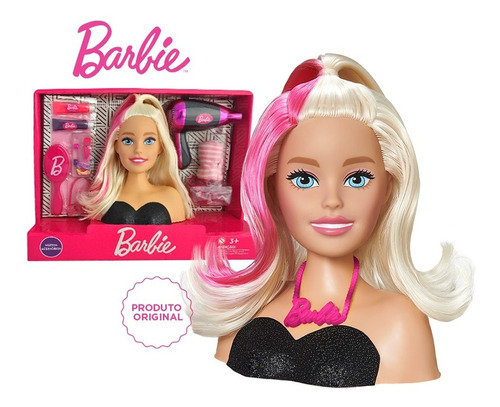 Imagem 1 de 10 de Barbie Busto P Pentear C Secador E Acessórios Cabeleireira 