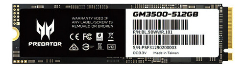 Unidad Ssd Predator Gm3500 512gb M.2 3400mb/s Bl.9bwwr.1 /v Color Negro