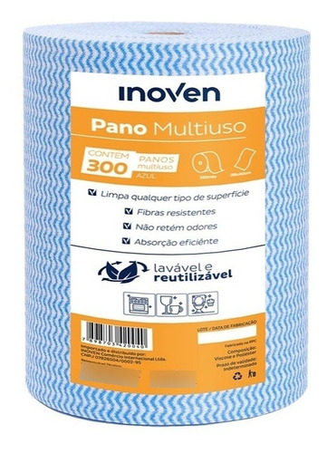 Pano Multiuso Tipo Perfex Rolo 300 Panos - Promoção 28x120