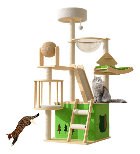 Torre Árbol Rascador Para Gato Con Casa Varios Niveles 143cm