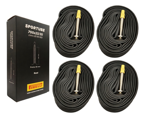 Pack 4 Cámaras Bicicleta Pirelli 700×23/30 Francesa 48mm Tipo de válvula Presta
