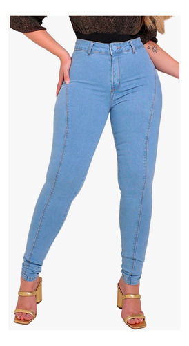 Calça Jeans Skinny Sem Bolso Efeito Legging Super Elastano