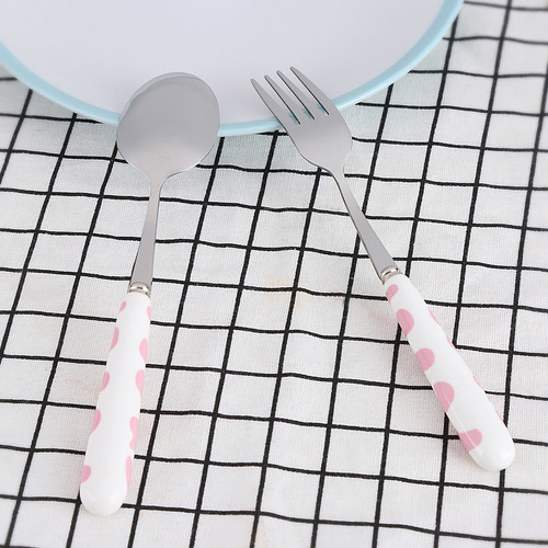 Juego De Vajilla Rosa, 2 Piezas, Cuchillo, Tenedor Y Cuchara