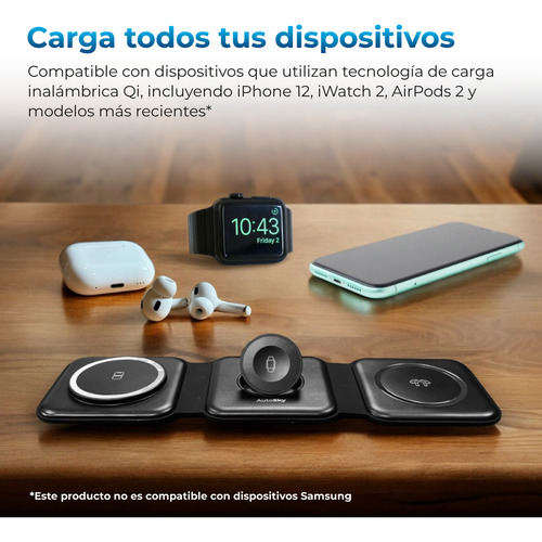 Cargador Inalambrico Magnetico Portatil 3 En1 Blanco Autosky
