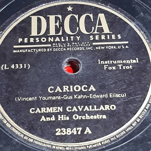 Pasta Carmen Cavallaro His Orchestra Decca C217