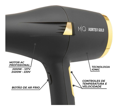Imagem 4 de 10 de Kit Secador Profissional Vortex E Escova Prime Termic 19mm