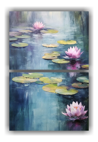 65x100cm Set 2 Pinturas Modernas De Nenúfares De Monet