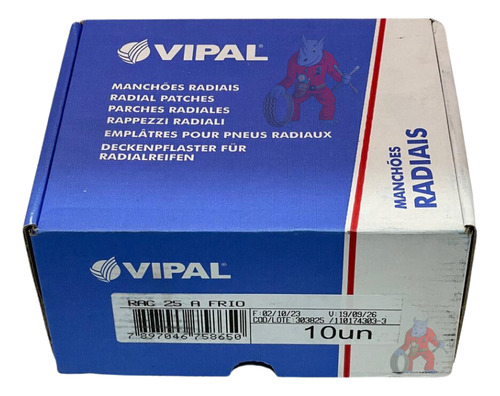 Parche Para Llanta Vipal Rac-25 Vulcanizado En Frio 10pzs