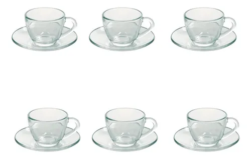 Juego 6 Tazas Con Platillo 240 Ml De Vidrio Astral Duralex