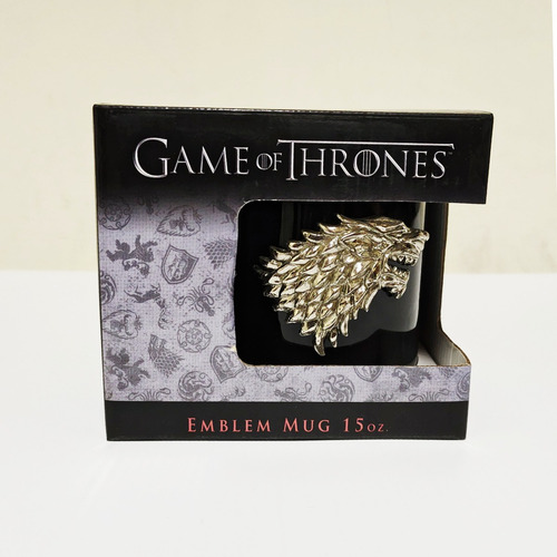 Caneca Game Of Thrones - Emblema Starks - Original Hbo Merch Preto Emblema Starks