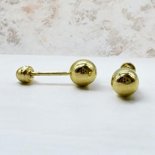 Aretes Dormilona 4 Mm - Oro 14k - Niña/bebe -incluye Estuche
