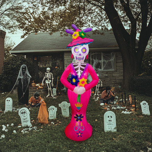 Inflable Halloween Catrina Decorativa Con Luz Led 2.10 Mts