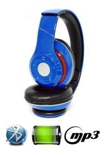 Fone De Ouvido Bluetooth Fm Stereo Radio Card Sd Kp-363 Azul