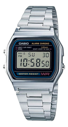 Reloj Casio A158wa-1jf Mens Standard Digital A158wa-1jf Color de la correa Plata Color del bisel Acero inoxidable Color del fondo Gris