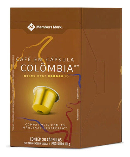 Café Cápsula Colômbia Member's Mark Caixa 20 Unidades De 5g