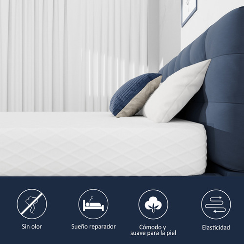 Colchón Queen Memory Foam Confort 150x200x20 Cm En Caja Color Blanco