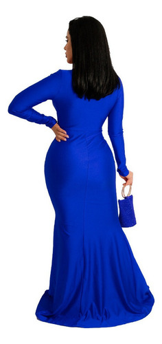 Vestido Sexy De Sirena Ajustado Con Cuello En V Profundo Par